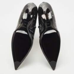 Pre Owned Balenciaga Black Leather Logo Print Booties Size 39