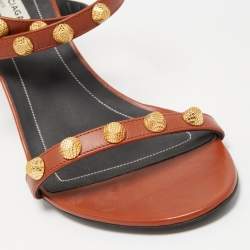 Pre Owned Balenciaga Brown Leather Arena Ankle Strap Sandals Size 39