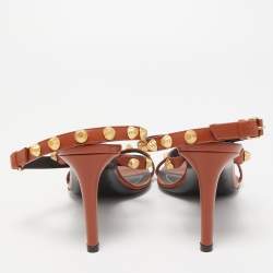 Pre Owned Balenciaga Brown Leather Arena Ankle Strap Sandals Size 39