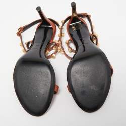 Pre Owned Balenciaga Brown Leather Arena Ankle Strap Sandals Size 39