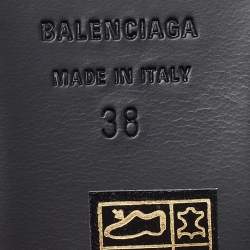 Pre Owned Balenciaga Gold Leather Studded Cagole Flat Slides Size 38