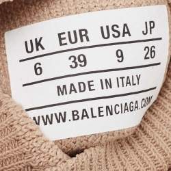 Pre Owned Balenciaga Light Brown Knit Fabric Speed Trainer Sneakers Size 39