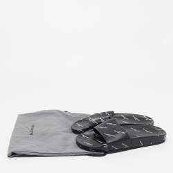 Pre Owned Balenciaga Black Leather Flat Slides Size 36