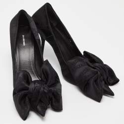 Pre Owned Balenciaga Black Jacquard Bow Knife Pumps Size 38