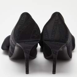 Pre Owned Balenciaga Black Jacquard Bow Knife Pumps Size 38