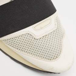 Balenciaga White/Grey Leather and Mesh Race Runner Sneakers Size 39
