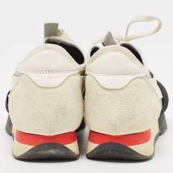 Balenciaga White/Grey Leather and Mesh Race Runner Sneakers Size 39