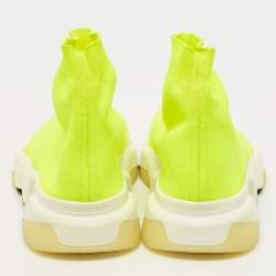 Balenciaga Neon Yellow Knit Fabric Speed Trainer Sneakers Size 39