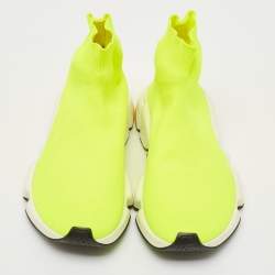 Balenciaga Neon Yellow Knit Fabric Speed Trainer Sneakers Size 39