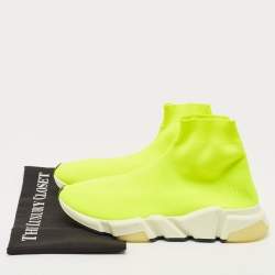 Balenciaga Neon Yellow Knit Fabric Speed Trainer Sneakers Size 39