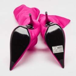 Pre Owned Balenciaga Pink Satin Knife Over The Knee  Boots Size 37