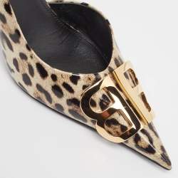 Pre Owned Balenciaga Cream/Brown Patent BB d'Orsay Pumps Size 37