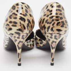 Pre Owned Balenciaga Cream/Brown Patent BB d'Orsay Pumps Size 37