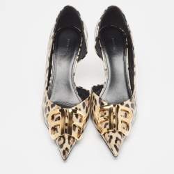 Pre Owned Balenciaga Cream/Brown Patent BB d'Orsay Pumps Size 37