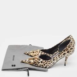 Pre Owned Balenciaga Cream/Brown Patent BB d'Orsay Pumps Size 37