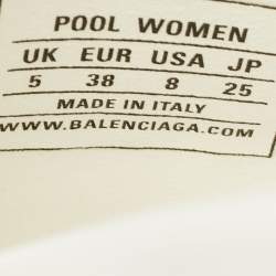 Pre Owned Balenciaga White Rubber Logo Pool Slides Size 38   