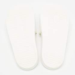 Pre Owned Balenciaga White Rubber Logo Pool Slides Size 38   