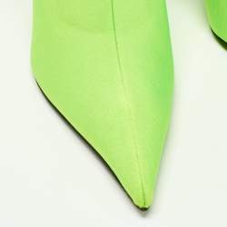 Pre Owned Balenciaga Green Fabric Knife Ankle Boots Size 39.5