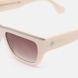 Pre Owned Balenciaga Cream/Brown BA59 Rectangular Sunglasses