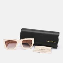 Pre Owned Balenciaga Cream/Brown BA59 Rectangular Sunglasses