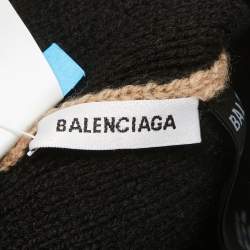 Balenciaga Beige Monogram Wool Knit Beanie 