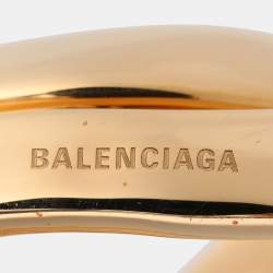 Pre Owned Balenciaga Gold Tone Twisted Hoop Earrings