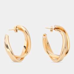 Pre Owned Balenciaga Gold Tone Twisted Hoop Earrings