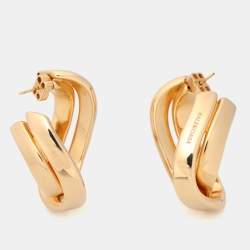 Pre Owned Balenciaga Gold Tone Twisted Hoop Earrings