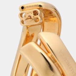 Pre Owned Balenciaga Gold Tone Twisted Hoop Earrings