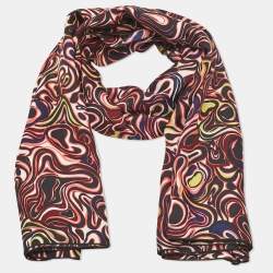 Balenciaga Multicolor Abstract Prink Silk Square Scarf 