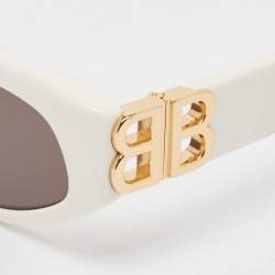 Pre Owned Balenciaga White BB0095S Dynasty Rectangle Sunglasses