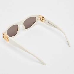 Pre Owned Balenciaga White BB0095S Dynasty Rectangle Sunglasses