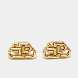 Balenciaga BB  Gold Tone Earrings 