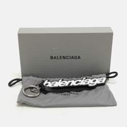 Balenciaga White/Black Rubber Logo Key Holder