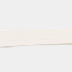 Pre Owned Balenciaga White Leather BB Buckle Belt 75 CM
