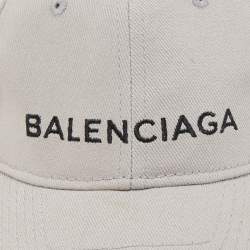 Pre Owned Balenciaga Grey Logo Embroidered Cotton Baseball Cap L