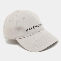 Pre Owned Balenciaga Grey Logo Embroidered Cotton Baseball Cap L
