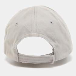 Pre Owned Balenciaga Grey Logo Embroidered Cotton Baseball Cap L