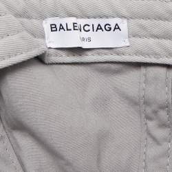 Pre Owned Balenciaga Grey Logo Embroidered Cotton Baseball Cap L