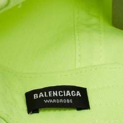 Balenciaga Neon Yellow Logo Embroidered Baseball Cap M