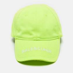 Balenciaga Neon Yellow Logo Embroidered Baseball Cap M