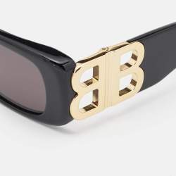 Balenciaga Black/Gold BB0096S Rectangle Sunglasses