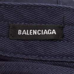 Pre Owned Balenciaga Blue Logo Embroidered Cotton Baseball Cap L
