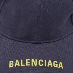 Pre Owned Balenciaga Blue Logo Embroidered Cotton Baseball Cap L