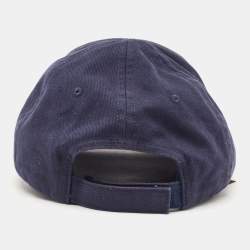 Pre Owned Balenciaga Blue Logo Embroidered Cotton Baseball Cap L