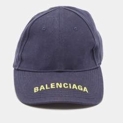 Pre Owned Balenciaga Blue Logo Embroidered Cotton Baseball Cap L