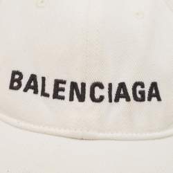 Balenciaga White Logo Embroidered Cotton Archetype Baseball Cap L