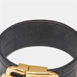 Balenciaga BB Black Leather Gold Tone Bracelet M