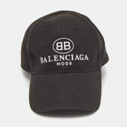 Pre Owned Balenciaga Black Logo Embroidered Cotton Baseball Cap L