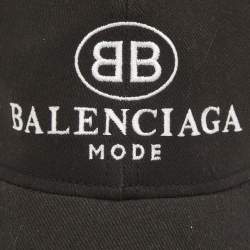 Pre Owned Balenciaga Black Logo Embroidered Cotton Baseball Cap L
